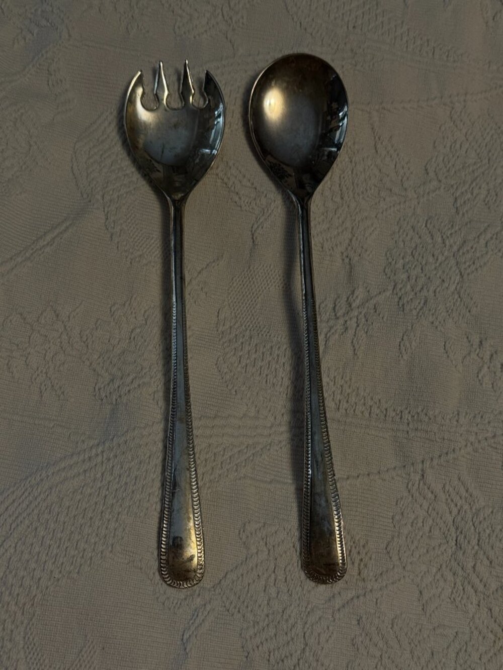 Silverplate Fork and Spoon  Serving Set Made In Italy